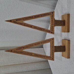 Set of two wooden Christmas trees for decoration